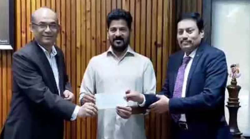 Bank of Baroda presented donation cheque with CM Revanth Reddy