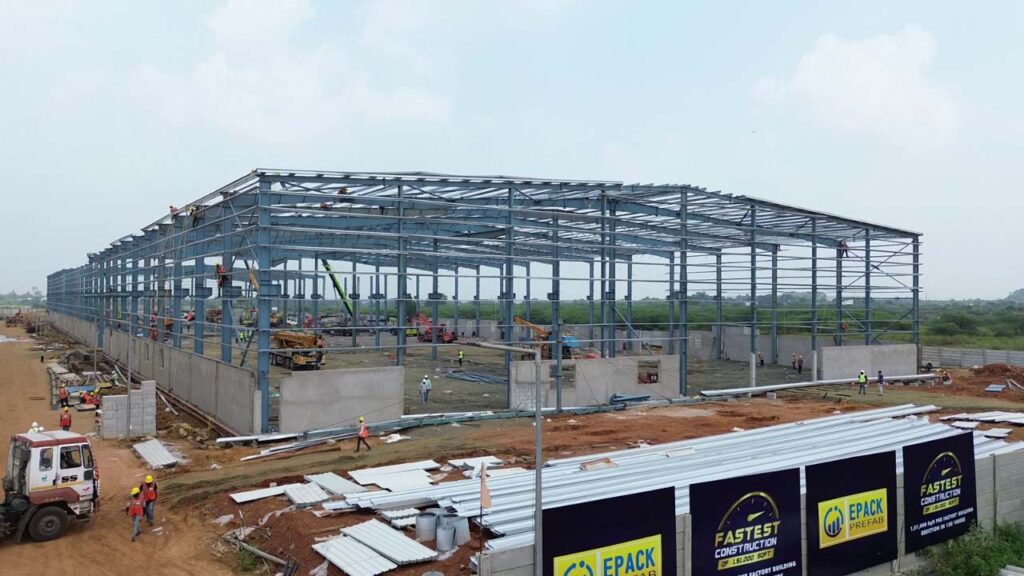 150 గంటల్లో నిర్మిత ఫ్యాక్టరీ భవనాన్ని నిర్మించే సవాలును స్వీకరించిన ఈప్యాక్ (EPACK)ప్రిఫ్యాబ్..