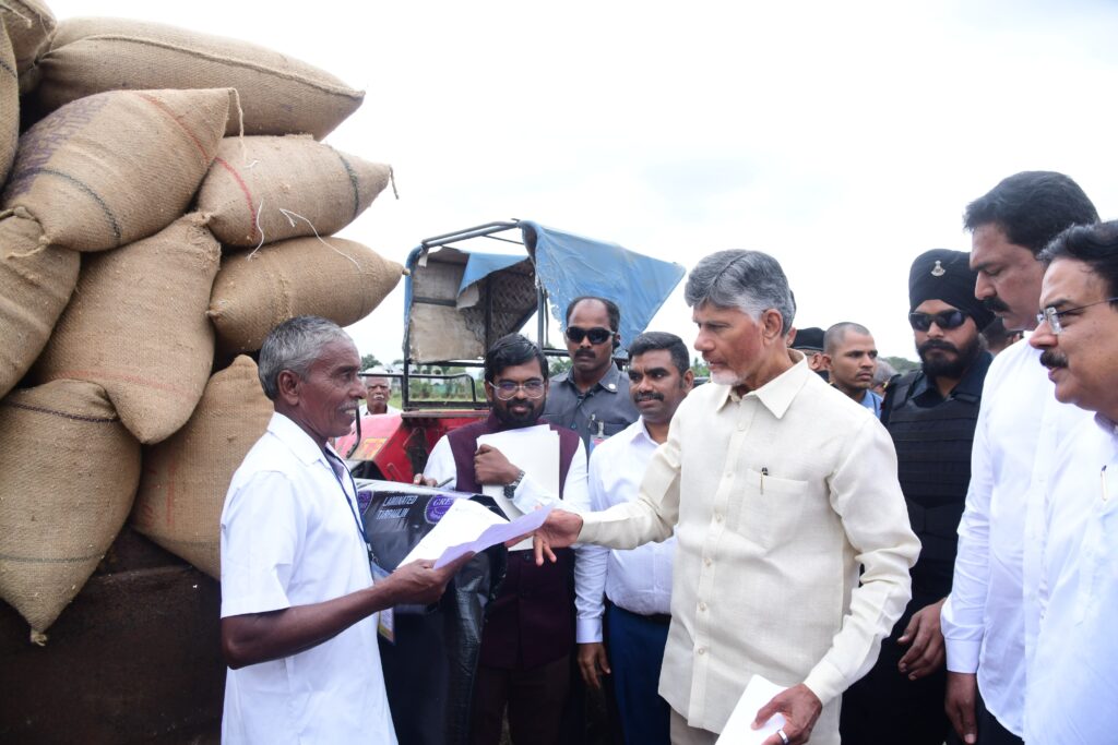 గంగూరు రైతు సేవా కేంద్రంలో ధాన్యం కొనుగోలును పరిశీలించిన-సీఎం