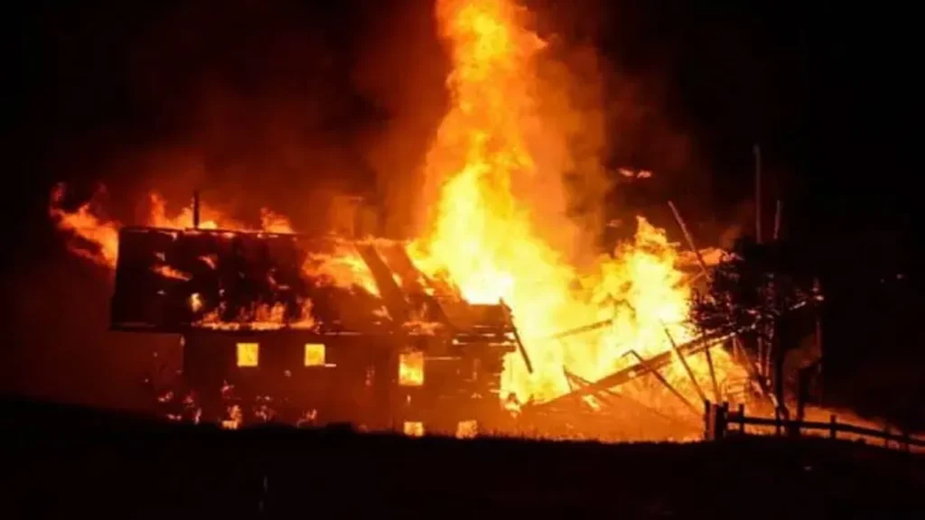 man sets wife on fire