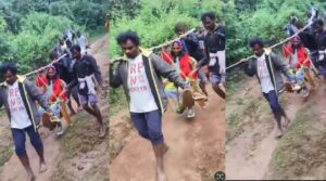 డోలి లో గర్భిణీని ఆసుపత్రికి తరలించిన గ్రామస్తులు..