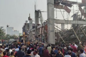 Collapsed roof at railway station