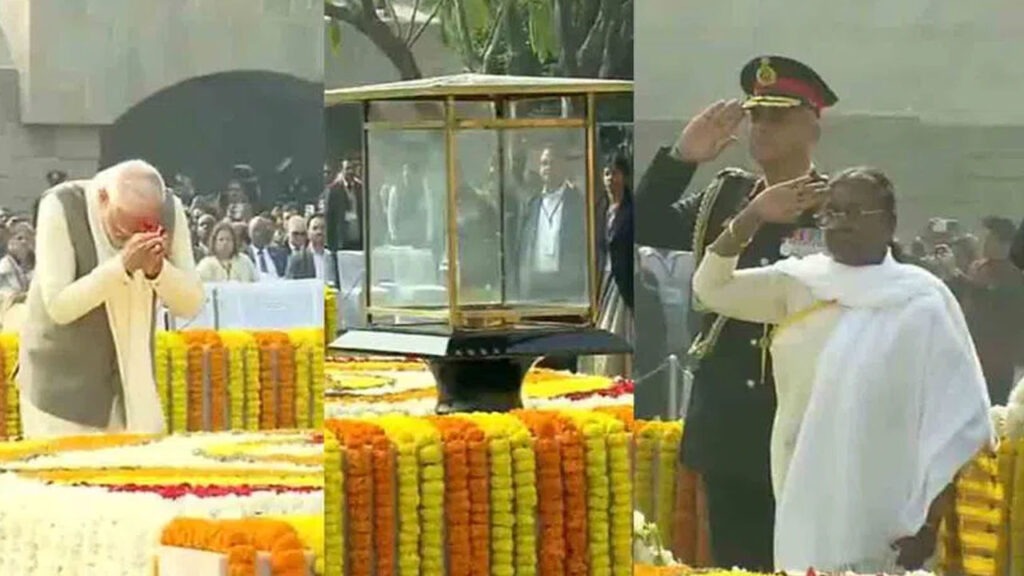 రాజ్‌ఘాట్‌ వద్ద మహాత్మా గాంధీకి రాష్ట్రపతి, ప్రధాని నివాళులు..