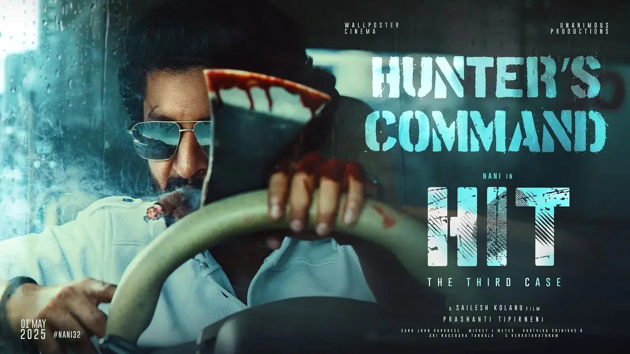 Nani 'Hit 3' teaser release – A powerful police avatar in a murder mystery backdrop.