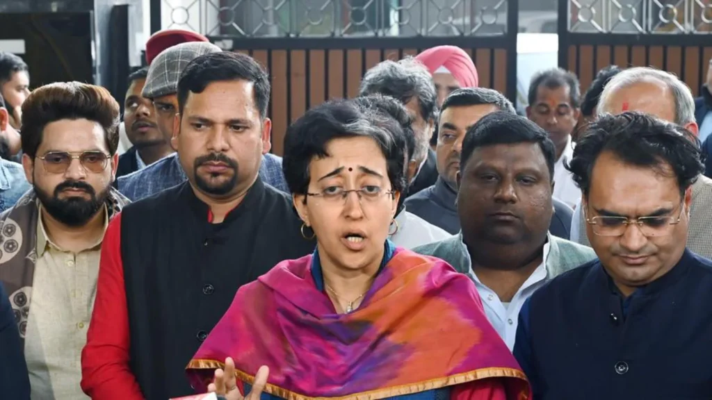 Atishi addresses the media on Sunday ANI 1739125883402