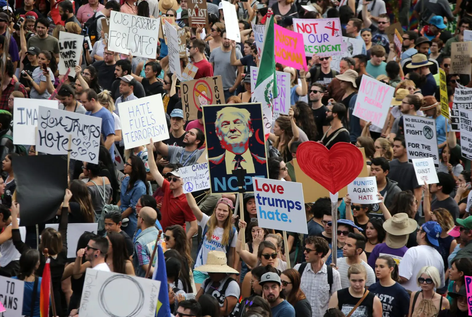 Protests against Trump and Elon Musk's policies.