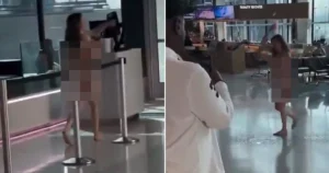 విమానాశ్ర‌యంలో ఓ మ‌హిళ‌ న‌గ్నంగా బీభత్సం