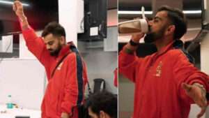 చెన్నైపై విజ‌యం త‌ర్వాత డ్యాన్స్ వేసిన కోహ్లీ