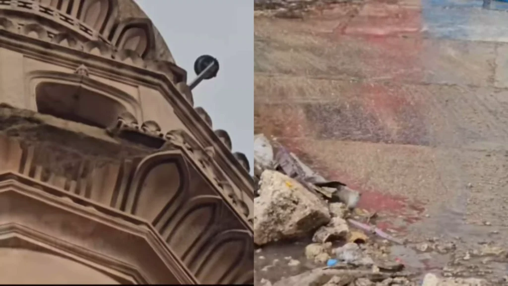 చార్మినార్ పెచ్చులు ఊడిపడి, భయంతో పరుగులు తీసిన పర్యాటకులు