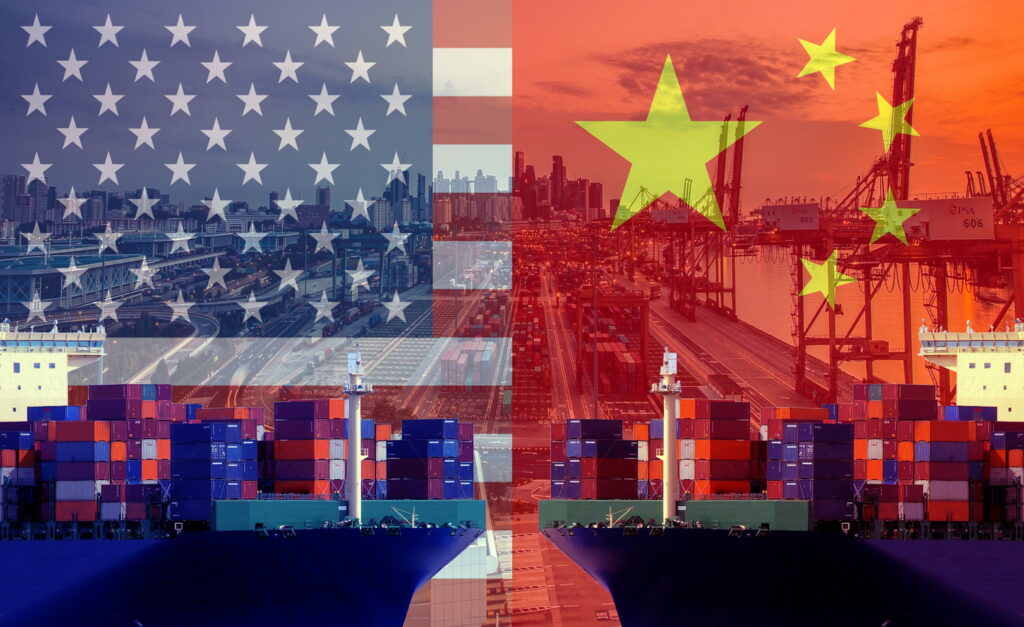Concept image of USA China trade war, Economy conflict, US tari