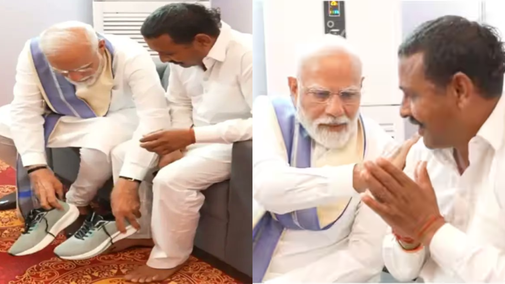 Narendra Modi: అభిమానికి షూ తొడిగిన ప్రధాని