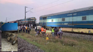 బర్రెలను ఢీకొని పట్టాలు తప్పిన రైలు