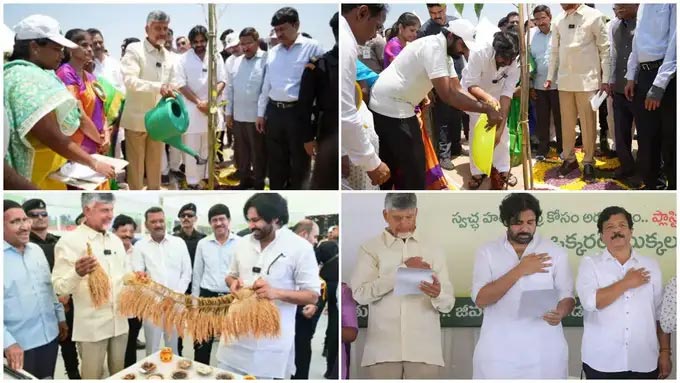 Van Mahotsav : అమరావతిలో మొక్కలు నాటిన చంద్రబాబు, పవన్ కళ్యాణ్