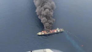 సింగపూర్‌ కంటైనర్ షిప్‌లో సంభవించిన పేలుడు