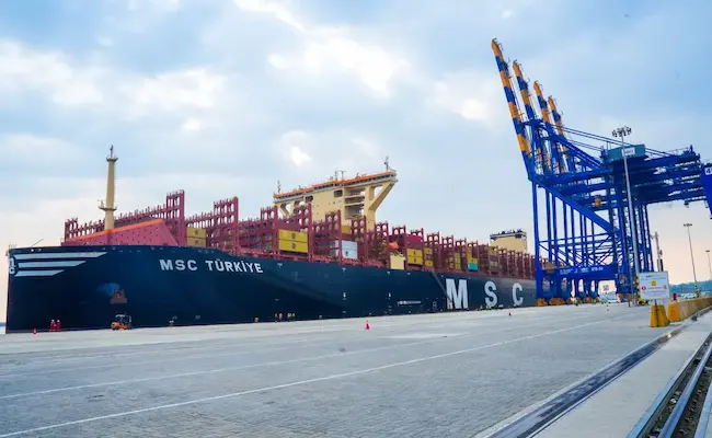 Adani Port: అదానీ పోర్టుకు చేరిన అతి పెద్ద కంటైనర్ నౌక