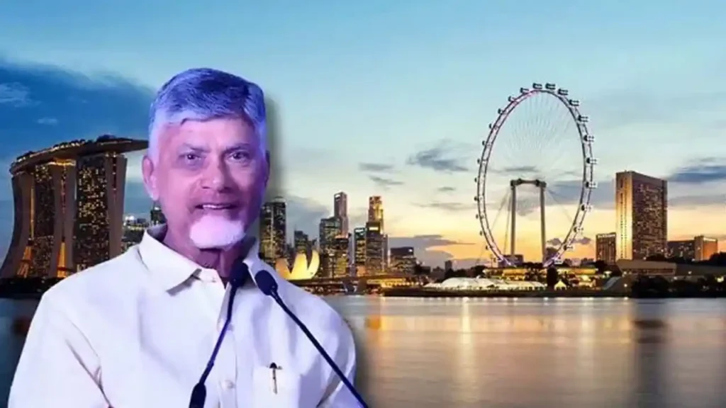 Andhra Pradesh CM Chandrababu Naidu at Singapore airport for investment tour 2025
