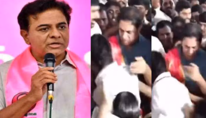 KTR : పార్టీ కార్యకర్తపై చేయి చేసుకున్న కేటీఆర్