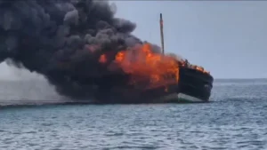 Fire accident-కార్గో షిప్ లో భారీ అగ్నిప్రమాదం.. మంటల్లో కలిసిపోయిన సరుకులు