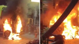 మద్యంమత్తులో లారీ డ్రైవర్ బీభత్సం