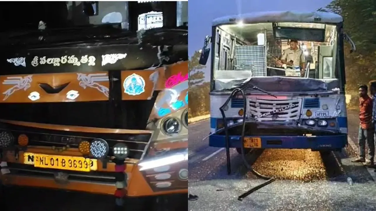 నల్లగొండ , కరీంనగర్ , సత్య సాయి లో బస్సులు ఢీ