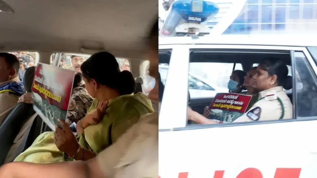 Police have detained Kavitha and her followers.