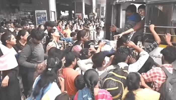 Stampede at the RTC bus stand