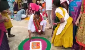 సంక్రాంతి వేడుకల్లో ముగ్గు వేసిన మల్లారెడ్డి