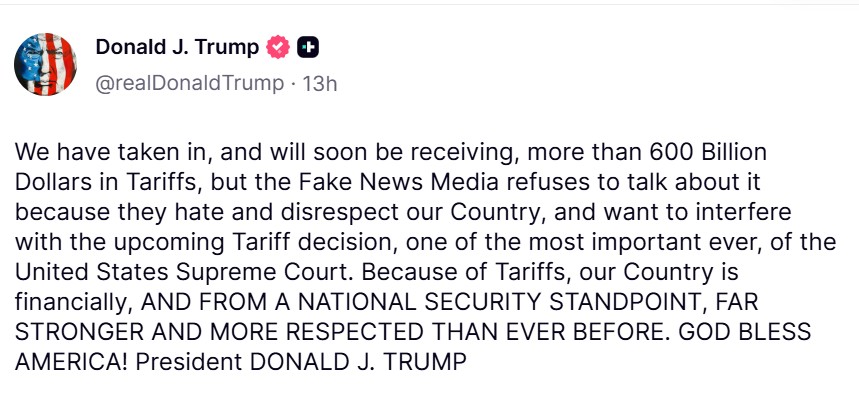 Trump: Tariffs have generated $600 billion in revenue for the United States?