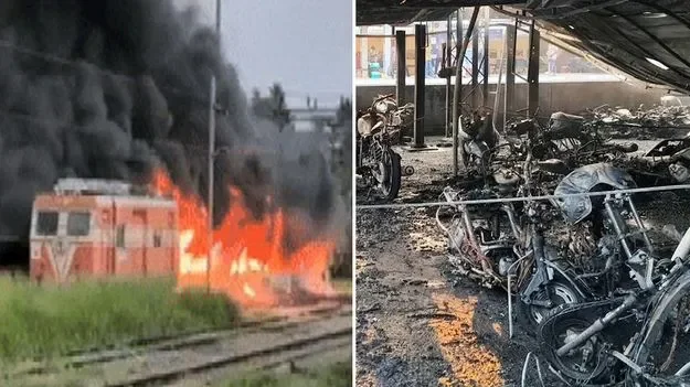 Thrissur: రైల్వే స్టేషన్‌లో భారీ బైక్ అగ్నిప్రమాదం