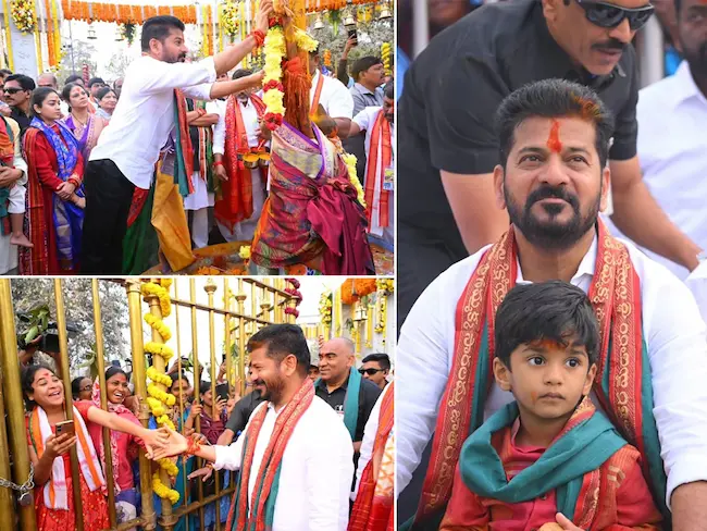 మేడారంలో సీఎం కుటుంబం, మంత్రులు