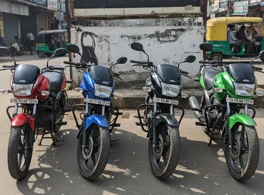 Hyderabad: Four bikes with the same number plate.. but only one has challans.. (filed pic)