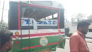 పటాన్‌చెరులో మూడు బస్సులు ఒకదానికొకటి ఢీ