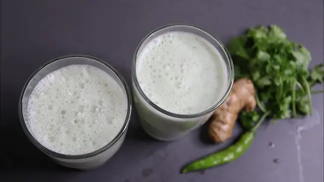 Ginger juice in buttermilk