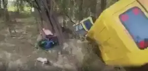 స్కూల్ బస్సు బోల్తా.. 12 మందికి గాయాలు