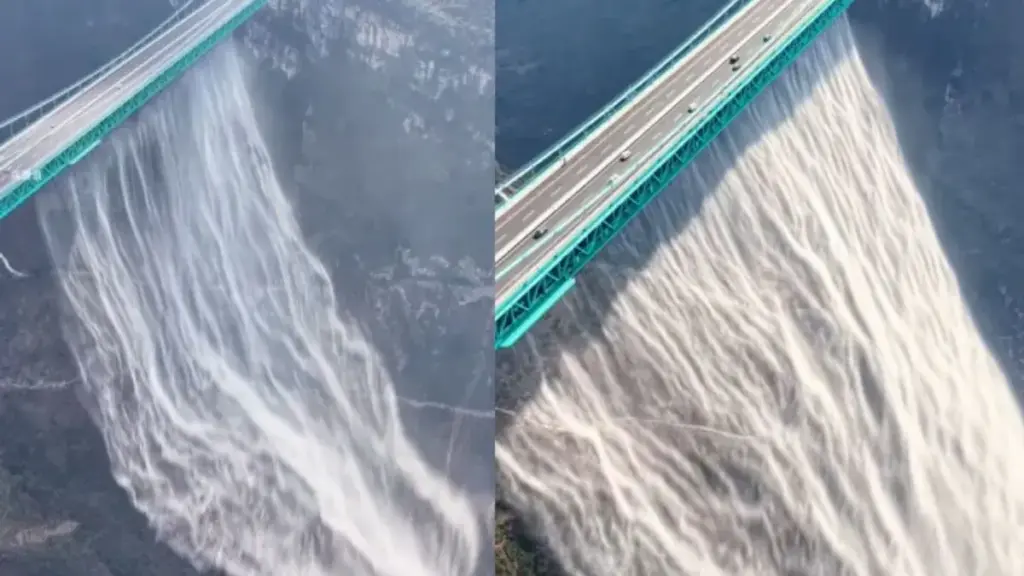 Worlds Tallest Bridge: ప్రపంచంలోనే ఎత్తైన వంతెన నుంచి జాలువారుతున్నకృత్రిమ జ‌ల‌పాతం