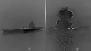 ఇరాన్ నౌకను ధ్వంసం చేసిన అమెరికా