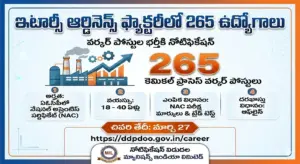 ఇటార్సీ ఆర్డినెన్స్ ఫ్యాక్టరీలో 265 ఉద్యోగాలు